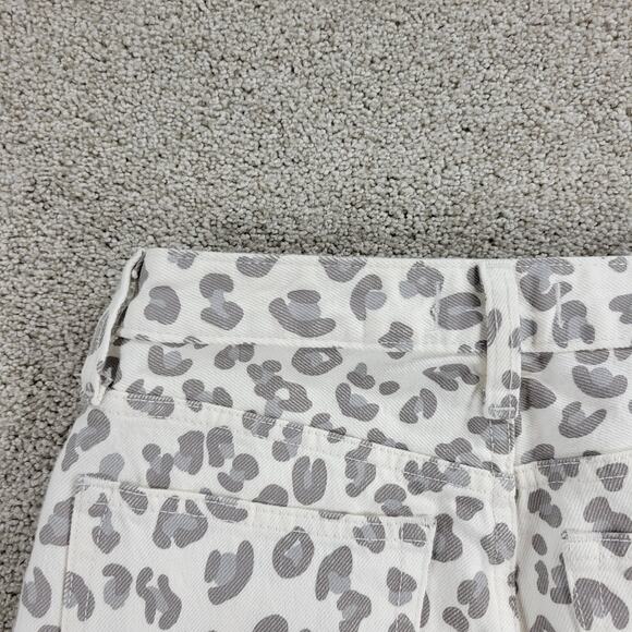 Abercrombie & Fitch Womens Mom Jeans 2 White Gray Leopard Raw Hem Slim Fit Denim - Picture 6 of 12